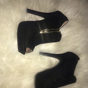 Charlotte Russe Gaze Heels Suede Zipup Heels